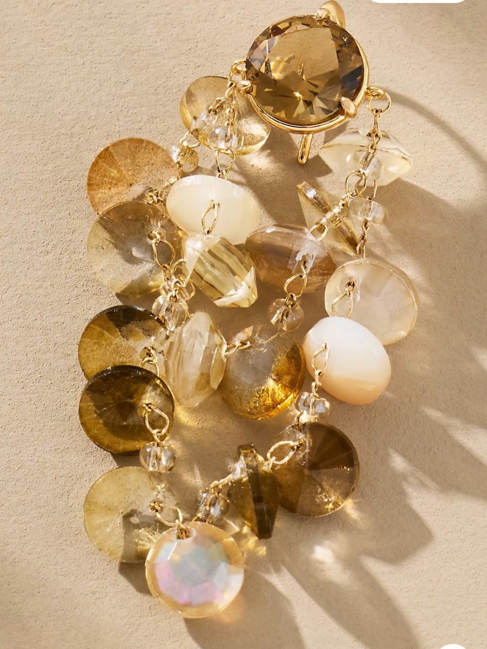 ANTHROPOLOGIE Colorful Glass Stone Drop Earrings NWT One Size Cream